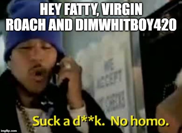 HEY FATTY, VIRGIN ROACH AND DIMWHITBOY420 | made w/ Imgflip meme maker