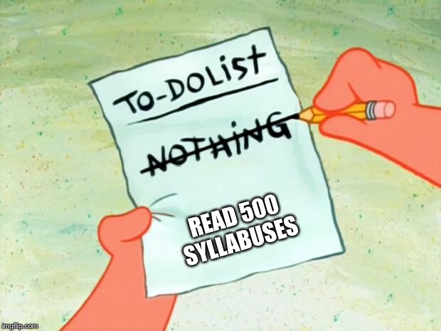 Patrick Star To Do List | READ 500 SYLLABUSES | image tagged in patrick star to do list | made w/ Imgflip meme maker