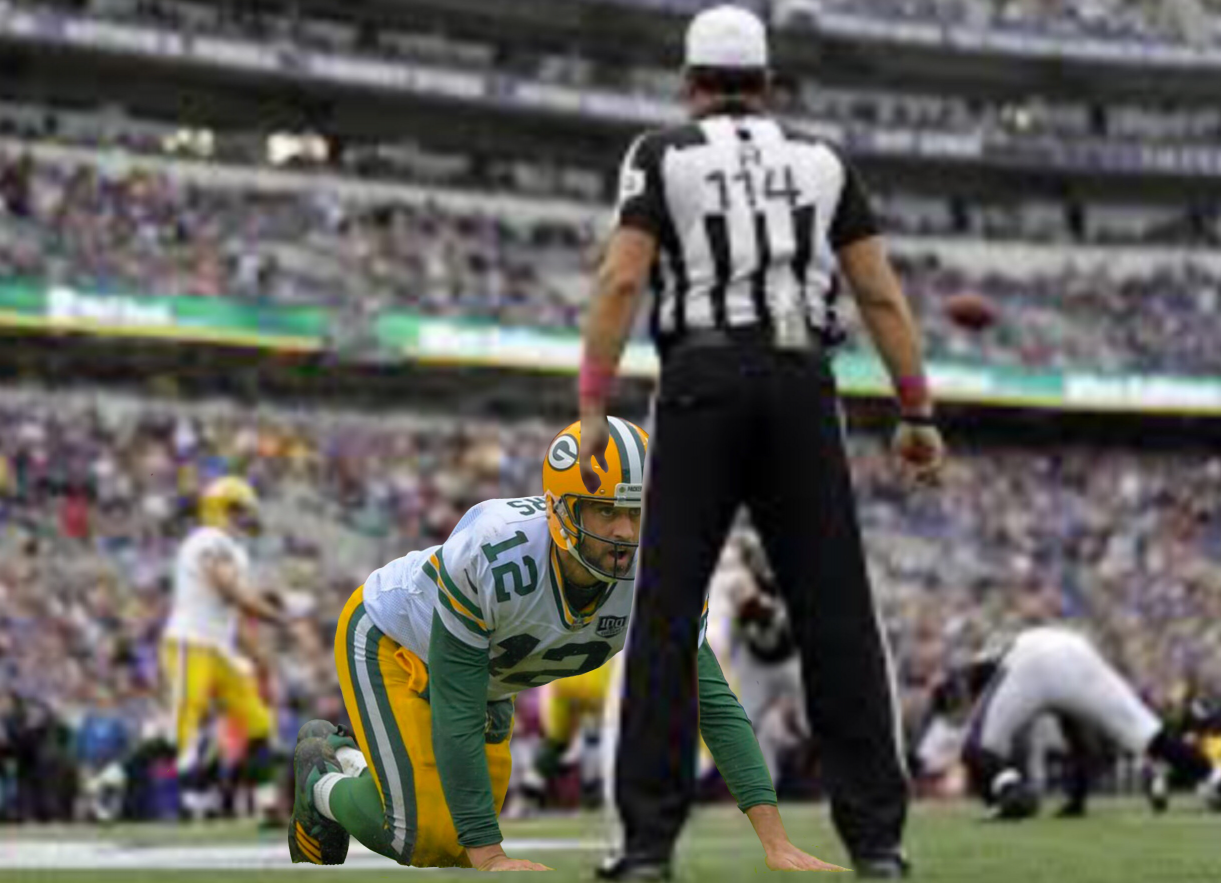 Aaron Rogers and the ref Blank Meme Template