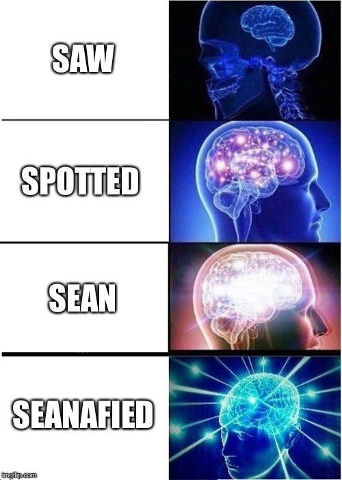 Expanding Brain | SAW; SPOTTED; SEAN; SEANAFIED | image tagged in memes,expanding brain | made w/ Imgflip meme maker