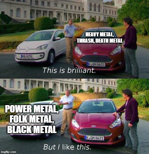 This Is Brilliant But I Like This | HEAVY METAL, THRASH, DEATH METAL; POWER METAL, FOLK METAL, BLACK METAL | image tagged in this is brilliant but i like this,MetalMemes | made w/ Imgflip meme maker