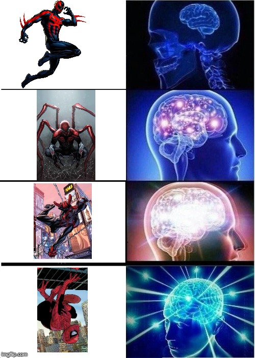 Expanding Brain Spider-Man | image tagged in memes,expanding brain,spiderman | made w/ Imgflip meme maker