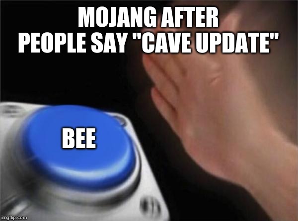 Blank Nut Button | MOJANG AFTER PEOPLE SAY "CAVE UPDATE"; BEE | image tagged in memes,blank nut button | made w/ Imgflip meme maker