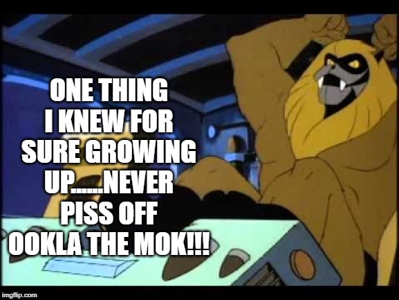 Thundarr!!! | ONE THING I KNEW FOR SURE GROWING UP......NEVER PISS OFF OOKLA THE MOK!!! | image tagged in cartoons | made w/ Imgflip meme maker