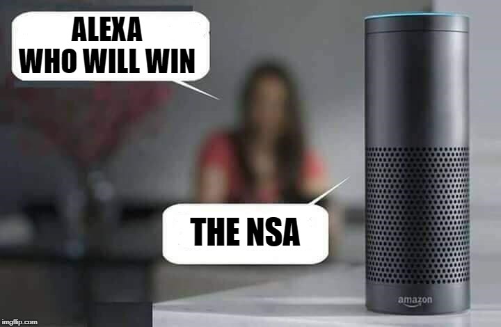Alexa do X | ALEXA WHO WILL WIN THE NSA | image tagged in alexa do x | made w/ Imgflip meme maker