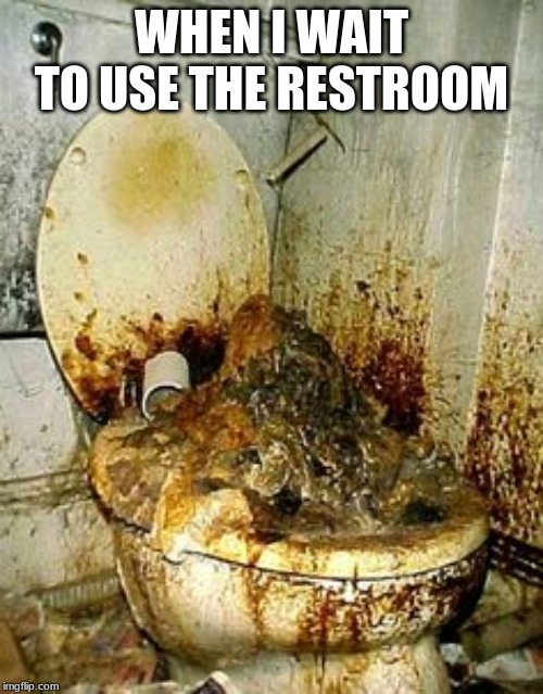 Public Bathroom | WHEN I WAIT TO USE THE RESTROOM | image tagged in public bathroom | made w/ Imgflip meme maker
