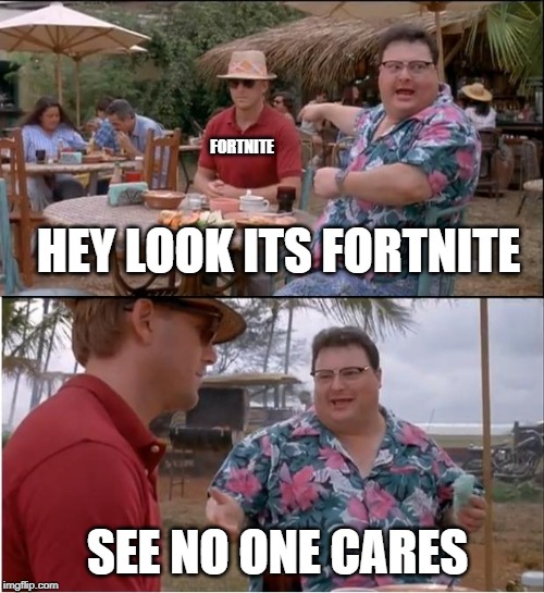 See Nobody Cares | FORTNITE; HEY LOOK ITS FORTNITE; SEE NO ONE CARES | image tagged in memes,see nobody cares | made w/ Imgflip meme maker