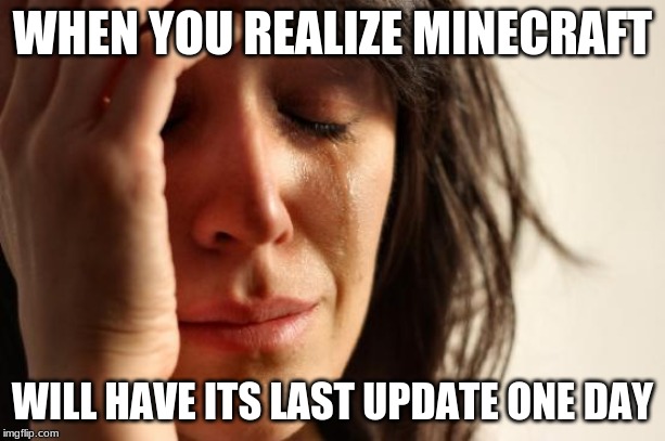 First World Problems | WHEN YOU REALIZE MINECRAFT; WILL HAVE ITS LAST UPDATE ONE DAY | image tagged in memes,first world problems | made w/ Imgflip meme maker