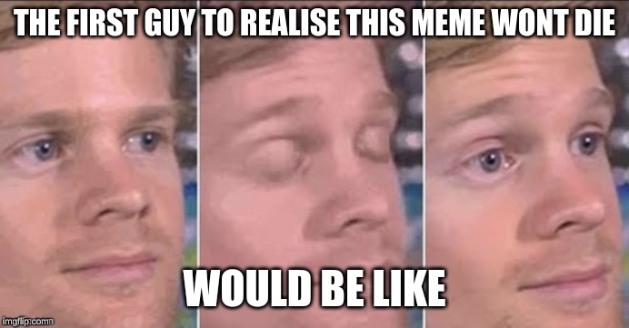 First guy to | THE FIRST GUY TO REALISE THIS MEME WONT DIE; WOULD BE LIKE | image tagged in first guy to | made w/ Imgflip meme maker