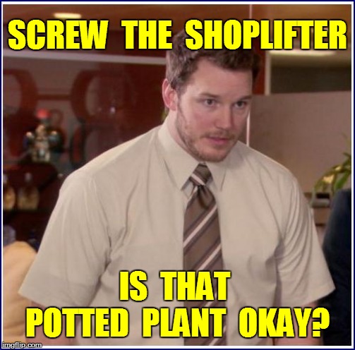 SCREW  THE  SHOPLIFTER IS  THAT  POTTED  PLANT  OKAY? | made w/ Imgflip meme maker