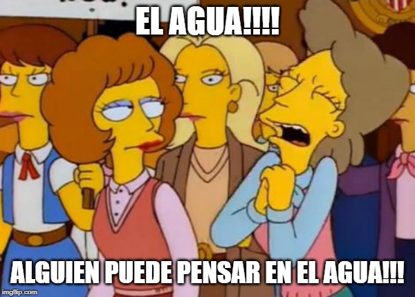 Think Of The Children, Simpsons | EL AGUA!!!! ALGUIEN PUEDE PENSAR EN EL AGUA!!! | image tagged in think of the children simpsons | made w/ Imgflip meme maker