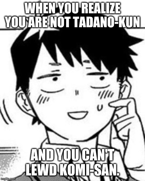Only Tadano-kun Can Lewd Komi-san | WHEN YOU REALIZE YOU ARE NOT TADANO-KUN; AND YOU CAN'T LEWD KOMI-SAN. | image tagged in tadano-kun,komi-san,anime,lewd,memes | made w/ Imgflip meme maker
