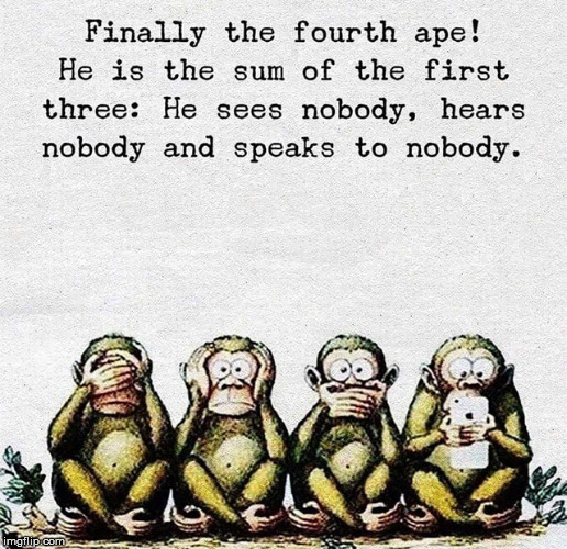 Cell phones makes you like the 3 monkeys | image tagged in hear no evil | made w/ Imgflip meme maker