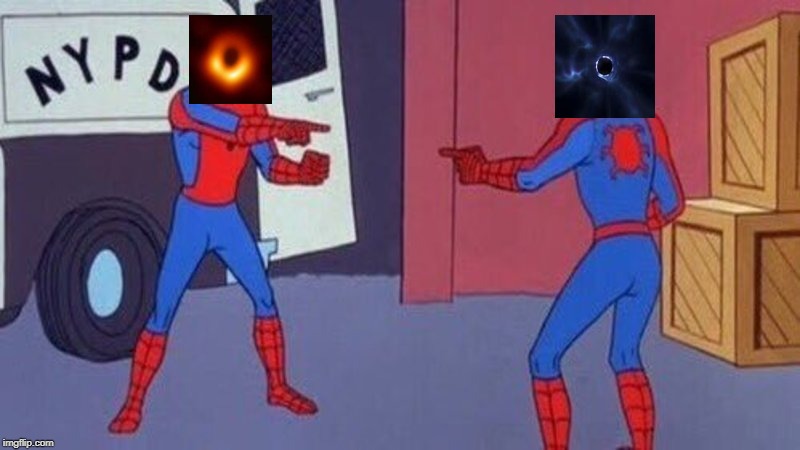 Real Black Hole meme vs Fortnite Black Hole meme | image tagged in double spiderman,memes | made w/ Imgflip meme maker