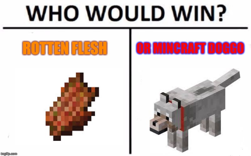 Who Would Win? | ROTTEN FLESH; OR MINCRAFT DOGGO | image tagged in memes,who would win | made w/ Imgflip meme maker