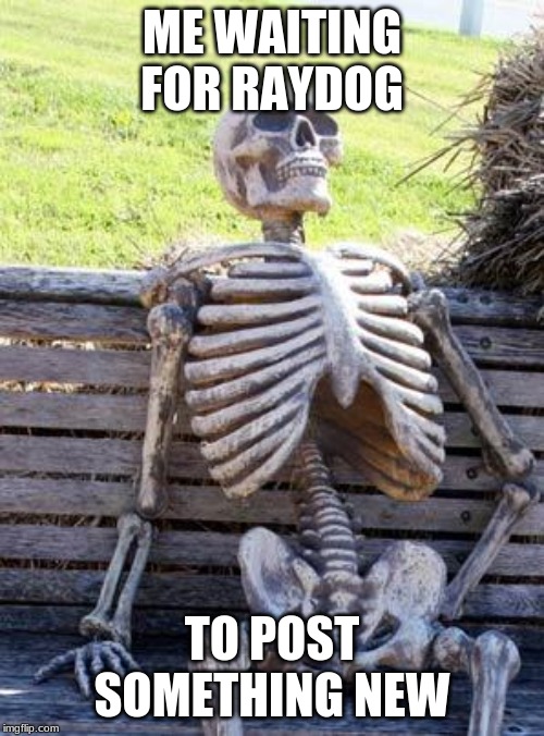 Waiting Skeleton Meme |  ME WAITING FOR RAYDOG; TO POST SOMETHING NEW | image tagged in memes,waiting skeleton | made w/ Imgflip meme maker
