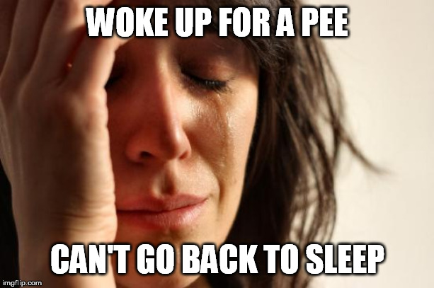 First World Problems Meme | WOKE UP FOR A PEE CAN'T GO BACK TO SLEEP | image tagged in memes,first world problems | made w/ Imgflip meme maker