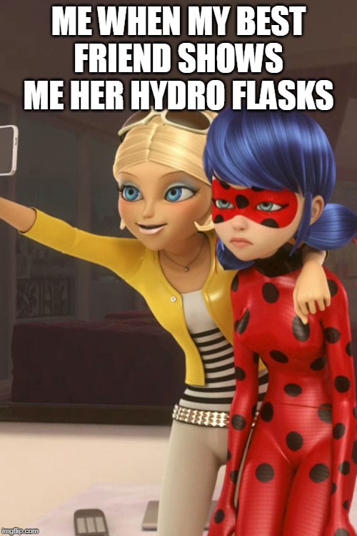 Me when my best friend shows me her hydro flasks | ME WHEN MY BEST FRIEND SHOWS ME HER HYDRO FLASKS | image tagged in memes | made w/ Imgflip meme maker