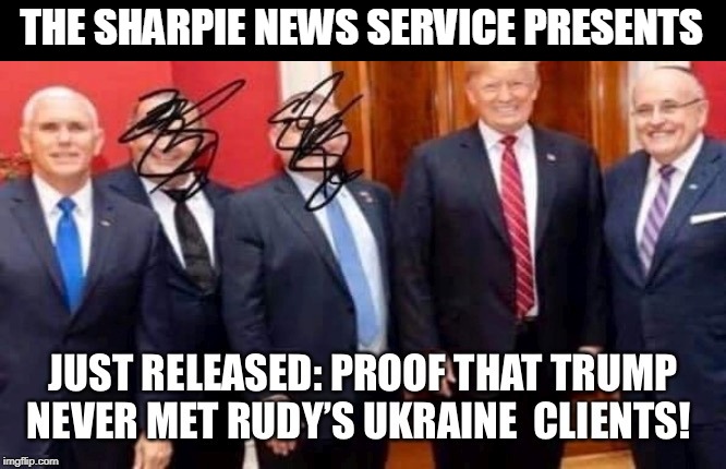 Uncensored News | THE SHARPIE NEWS SERVICE PRESENTS | image tagged in sharpie news service photo of trump pence giuliani and,trump,ukraine,rudy giuliani,mike pence,sharpie | made w/ Imgflip meme maker