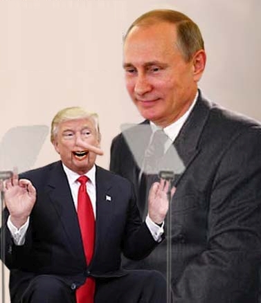 Ventriloquist Putin and his dummy Pinocchio Trump Blank Meme Template