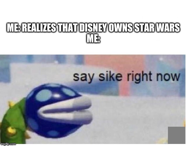say sike right now | ME: REALIZES THAT DISNEY OWNS STAR WARS
ME: | image tagged in say sike right now | made w/ Imgflip meme maker