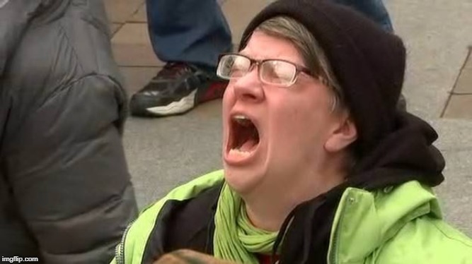 Screaming Trump Protester at Inauguration | image tagged in screaming trump protester at inauguration | made w/ Imgflip meme maker