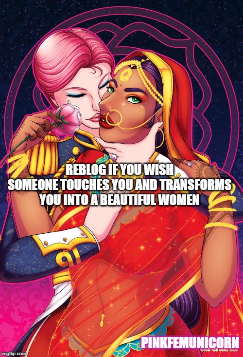 REBLOG IF YOU WISH SOMEONE TOUCHES YOU AND TRANSFORMS YOU INTO A BEAUTIFUL WOMEN; PINKFEMUNICORN | made w/ Imgflip meme maker