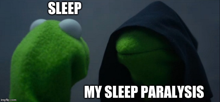 Evil Kermit Meme | SLEEP; MY SLEEP PARALYSIS | image tagged in memes,evil kermit | made w/ Imgflip meme maker