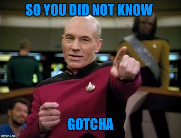 Picard | SO YOU DID NOT KNOW GOTCHA | image tagged in picard | made w/ Imgflip meme maker
