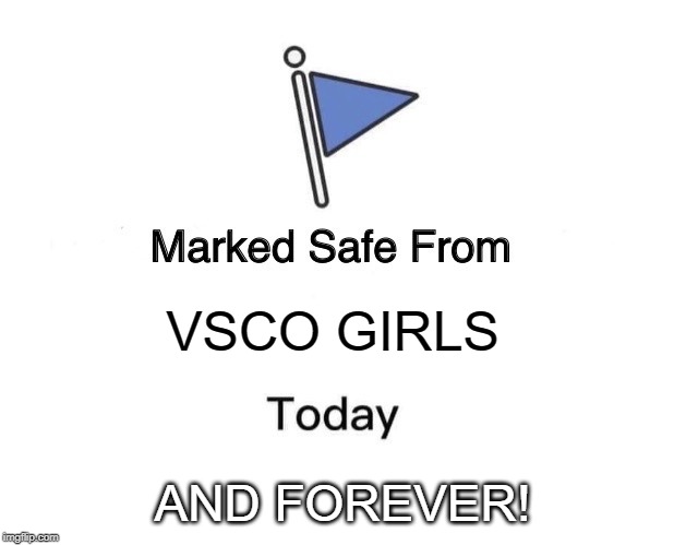 Marked Safe From | VSCO GIRLS; AND FOREVER! | image tagged in memes,marked safe from | made w/ Imgflip meme maker