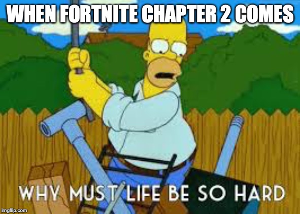 WHEN FORTNITE CHAPTER 2 COMES | image tagged in homer simpson | made w/ Imgflip meme maker