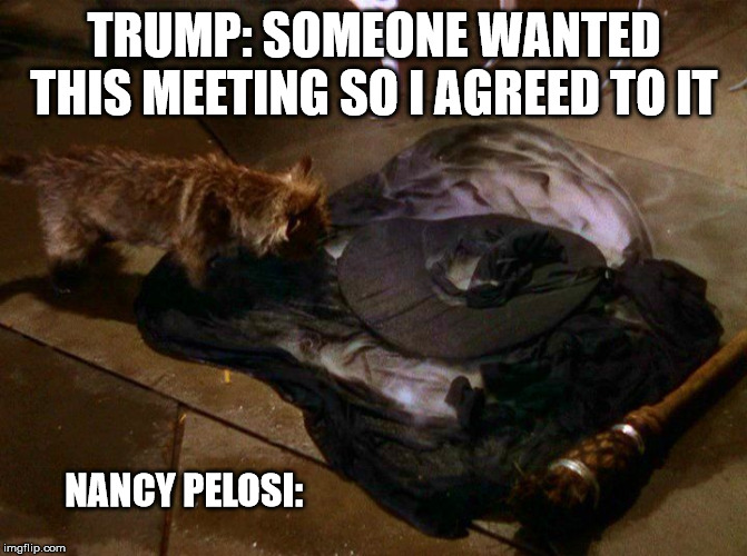 This is what happens... | TRUMP: SOMEONE WANTED THIS MEETING SO I AGREED TO IT; NANCY PELOSI: | image tagged in donald trump,nancy pelosi,meltdown,white house,crying democrats | made w/ Imgflip meme maker