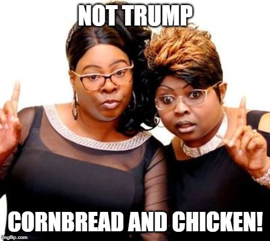 Diamond and Silk | NOT TRUMP CORNBREAD AND CHICKEN! | image tagged in diamond and silk | made w/ Imgflip meme maker