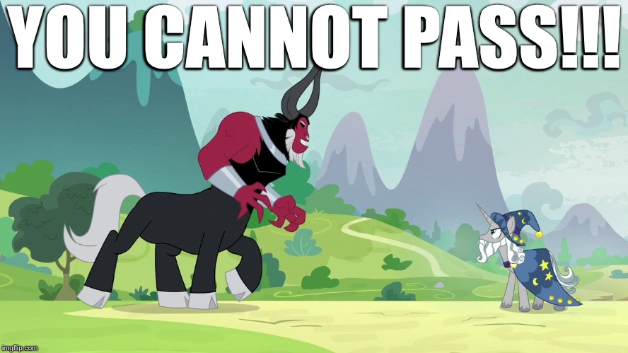 YOU CANNOT PASS!!! | image tagged in mlp fim | made w/ Imgflip meme maker