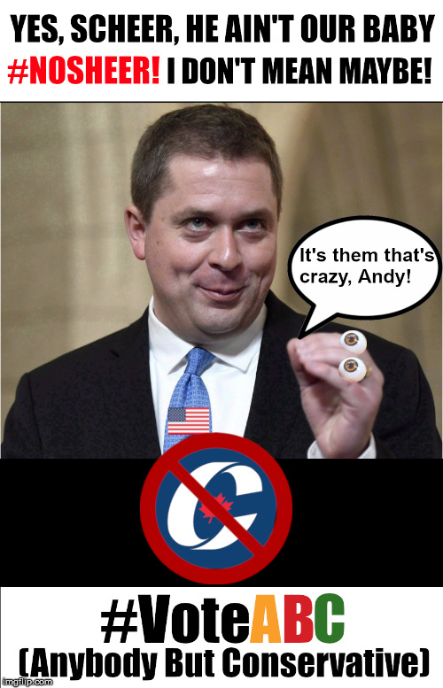 #NoScheer! | image tagged in andrew scheer,canada,election,cdnpoli,conservative,trudeau | made w/ Imgflip meme maker