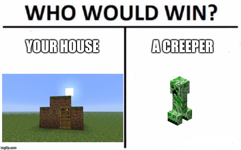 Who Would Win? | YOUR HOUSE; A CREEPER | image tagged in memes,who would win | made w/ Imgflip meme maker