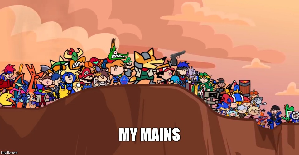 Smash ultimate cliffside | MY MAINS | image tagged in smash ultimate cliffside | made w/ Imgflip meme maker