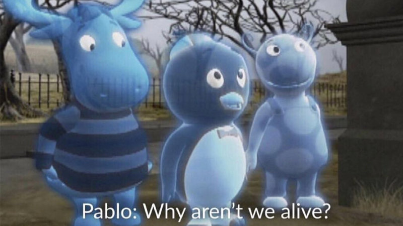 Pablo why aren't we alive? Blank Meme Template