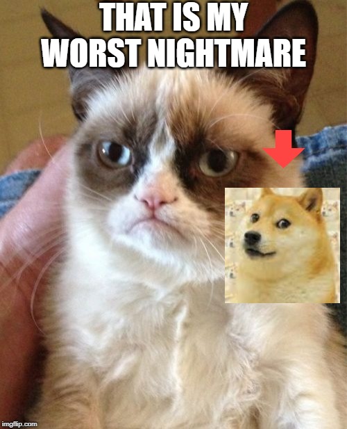 Grumpy Cat Meme | THAT IS MY WORST NIGHTMARE | image tagged in memes,grumpy cat | made w/ Imgflip meme maker