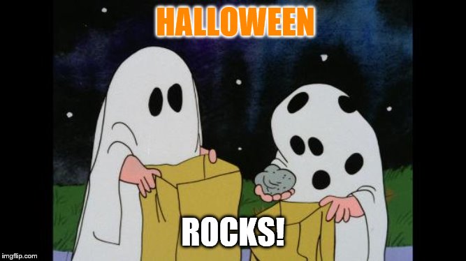 Charlie Brown Halloween Rock | HALLOWEEN; ROCKS! | image tagged in charlie brown halloween rock,memes,funny memes | made w/ Imgflip meme maker