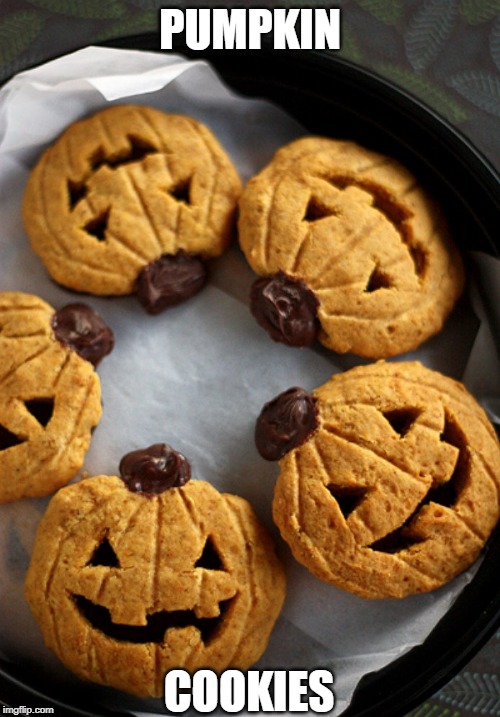 REAL PUMPKIN COOKIES | PUMPKIN; COOKIES | image tagged in halloween,cookies,food | made w/ Imgflip meme maker