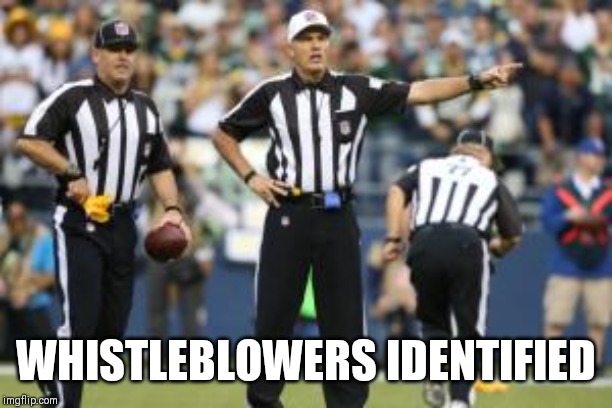 nfl referee  | WHISTLEBLOWERS IDENTIFIED | image tagged in nfl referee | made w/ Imgflip meme maker