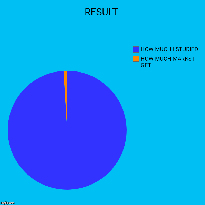 RESULT | HOW MUCH MARKS I GET, HOW MUCH I STUDIED | image tagged in charts,pie charts | made w/ Imgflip chart maker