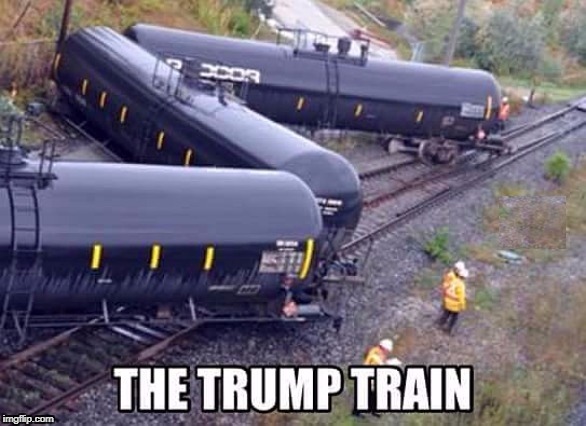Toot toot, my ass. | . | image tagged in trump,train,disaster,catastrophe | made w/ Imgflip meme maker