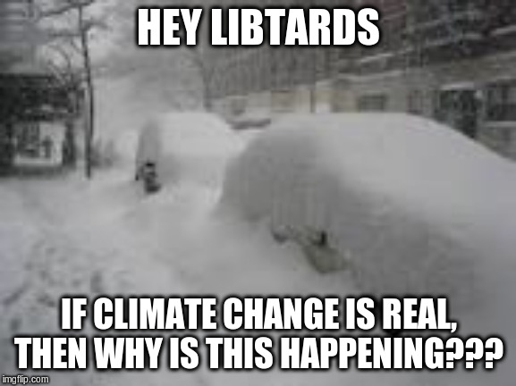 THE LIBTARDS ARE MAKING THIS CRAP UP | HEY LIBTARDS; IF CLIMATE CHANGE IS REAL, THEN WHY IS THIS HAPPENING??? | image tagged in snow storm,climate change,snow,libtards,memes,epic | made w/ Imgflip meme maker