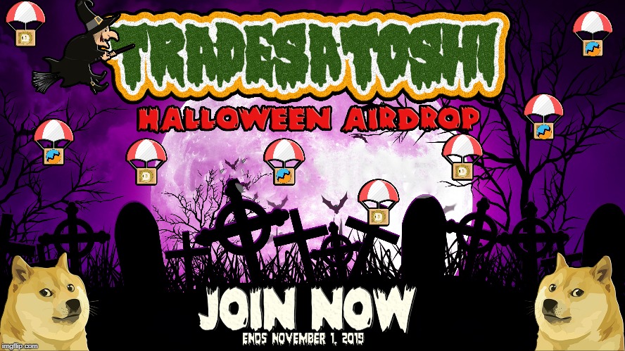 Tradesatoshi Halloween2019 | image tagged in crypto,memes,halloween,giveaway,bounty hunter | made w/ Imgflip meme maker