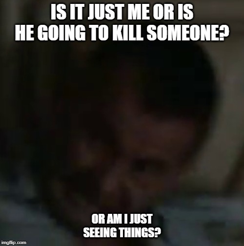 Crazy Ian Holm | IS IT JUST ME OR IS HE GOING TO KILL SOMEONE? OR AM I JUST SEEING THINGS? | image tagged in ian holm,ash,alien,1979 | made w/ Imgflip meme maker