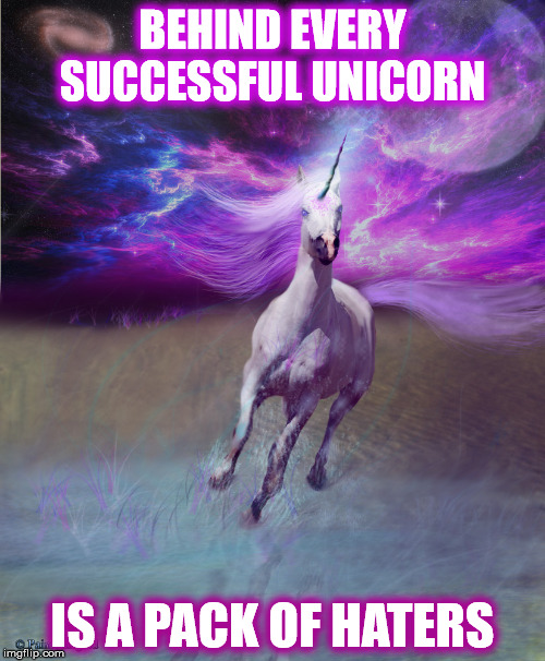 BEHIND EVERY SUCCESSFUL UNICORN | BEHIND EVERY SUCCESSFUL UNICORN; IS A PACK OF HATERS | image tagged in unicorn,success,haters,haters gonna hate,successful,hater | made w/ Imgflip meme maker