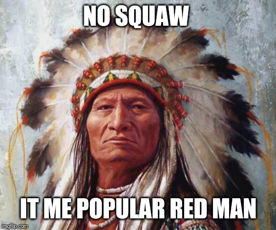 Chief Sitting Bull | NO SQUAW IT ME POPULAR RED MAN | image tagged in chief sitting bull | made w/ Imgflip meme maker