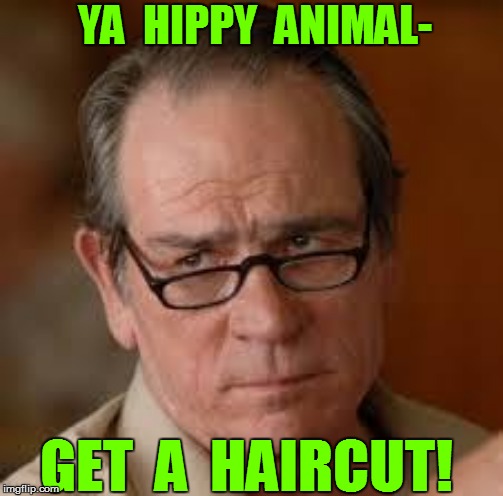 GET  A  HAIRCUT! YA  HIPPY  ANIMAL- | made w/ Imgflip meme maker